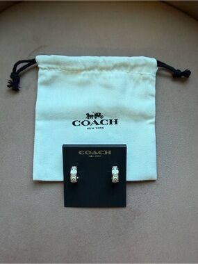 Coach Signature Enamel Hoop Earrings
